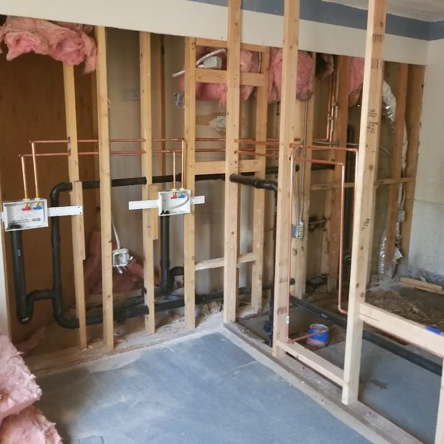 Copper pipe rough-in and plumbing installation in McKinleyville